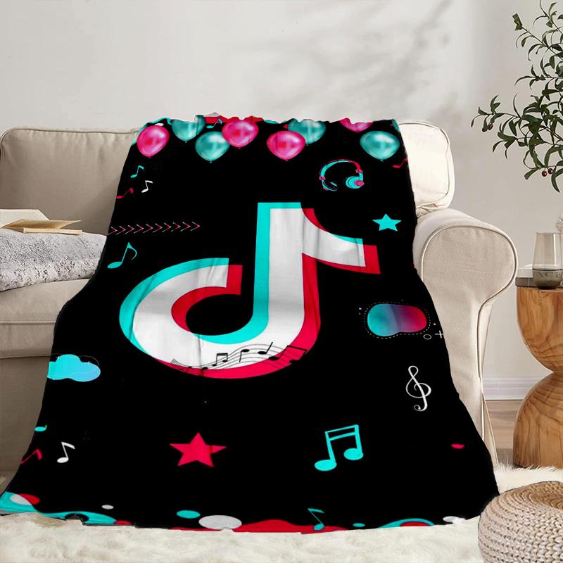 Neon Tiktok Logo Art Portable Blanket/Soft Blanket Bedding Blanket Suitable for Travel Camping Living Rooms Offices Sofas Fan Gifts