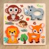 3D Wooden Puzzles Safe Cute Animal Series Animals Cognitive Jigsaw Puzzle Portable Cartoon Animals Puzzles