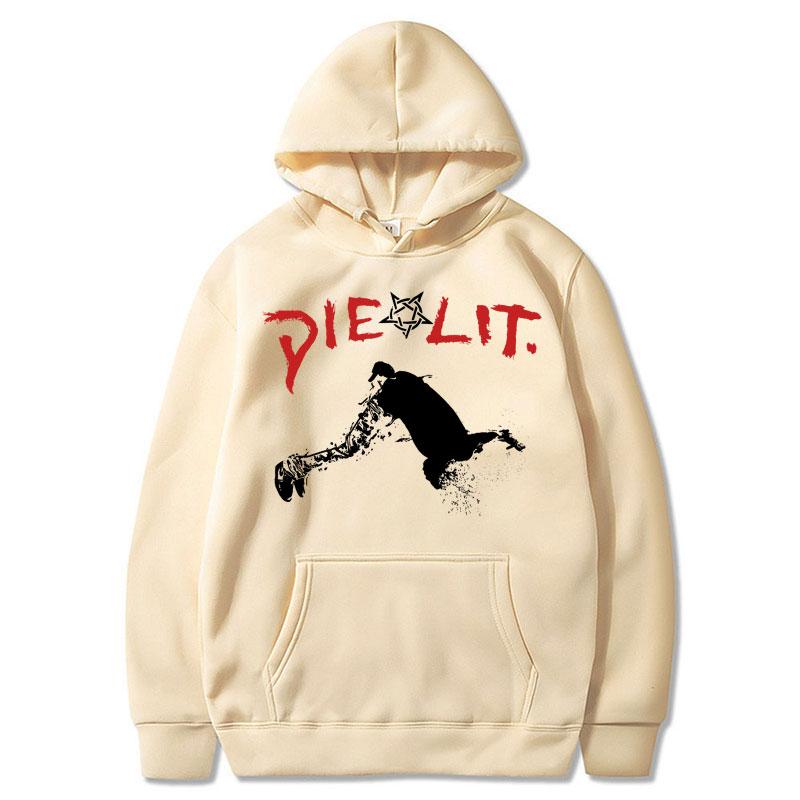 Rapper Playboi Carti Die Lit Graphic Hoodies Unisex Hip Hop Gothic Long Sleeve Casual Fleece Oversized Sweatshirt Streetwear