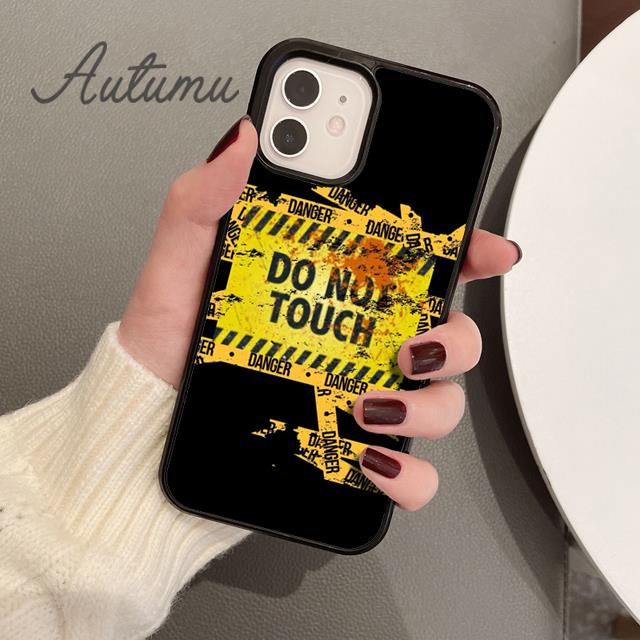 Забавный чехол с надписью «Осторожно, опасность» для iPhone 11 12 13 14 Pro Max mini XR XS SE 2020 6S 7 8 Plus Samsung Galaxy S21 S22