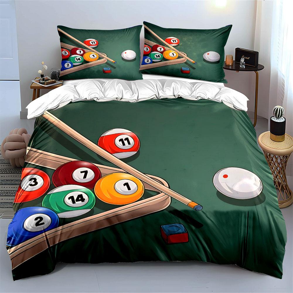 Billiard Pool Game Set Design Bedding Duvet Cover Set (1*Duvet Cover 2*Pillowcases, without duvet insert)