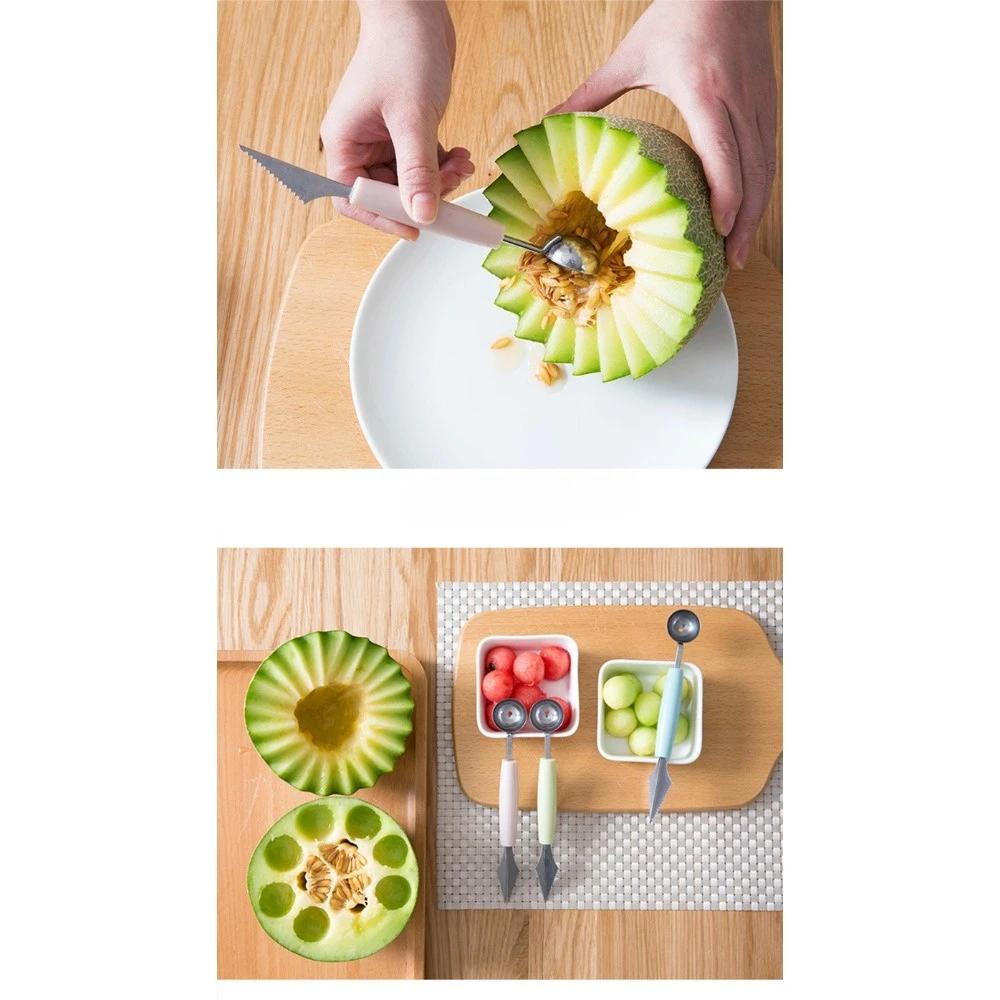 Новый двухсторонний нож для нарезки фруктов из нержавеющей стали Fruit Ball Digger можно использовать для фруктовой тарелки