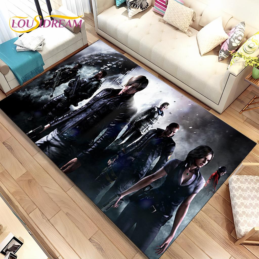 3D R-Resident Evil Games Gamer Area Rug, ковер для гостиной, спальни, дивана, коврика для двери, детский игровой нескользящий коврик