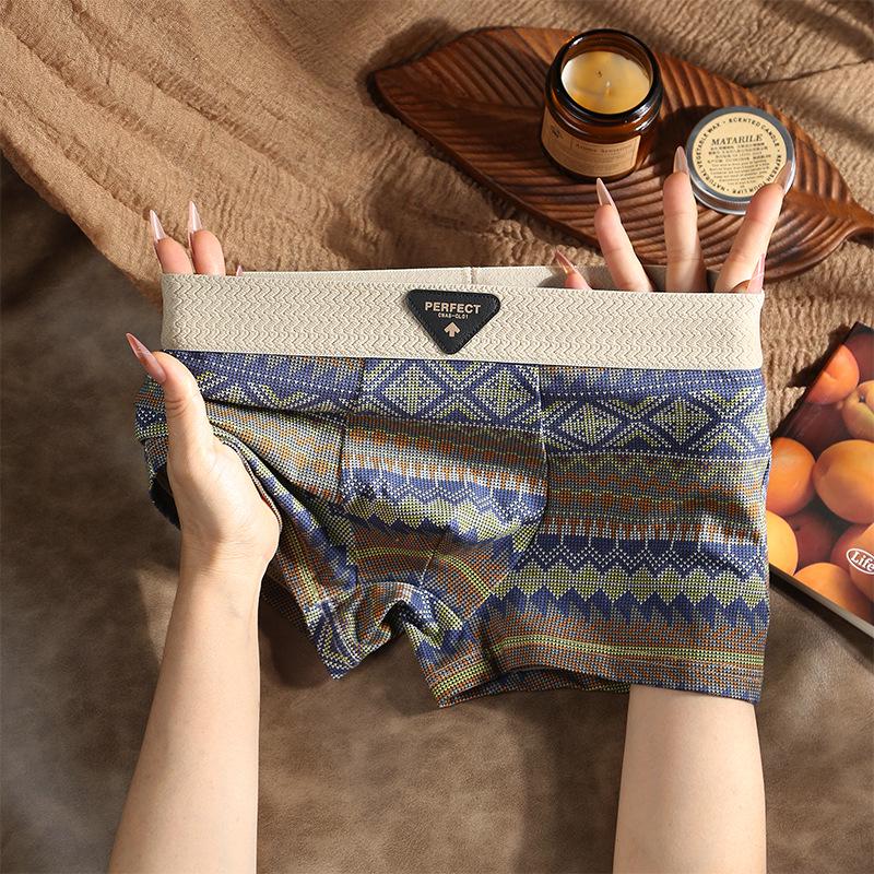 Мужские роскошные хлопковые трусы-боксеры в этническом стиле - Удобные, дышащие, со средней посадкой