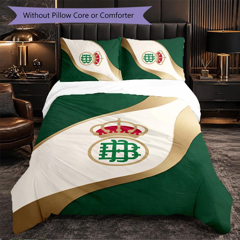 Real Betis Football 3 Piece Bedding Set Soft Duvet Cover Set with Pillowcases Printed Bedroom Decor Set for Home