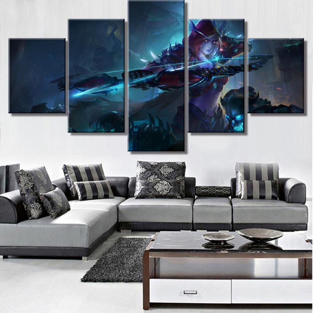 Новые 5 шт. холст искусство Warcraft Сильвана Куадрос Decoracion картины на холсте стены искусства для украшения дома Настенный декор произведения искусства без рамки