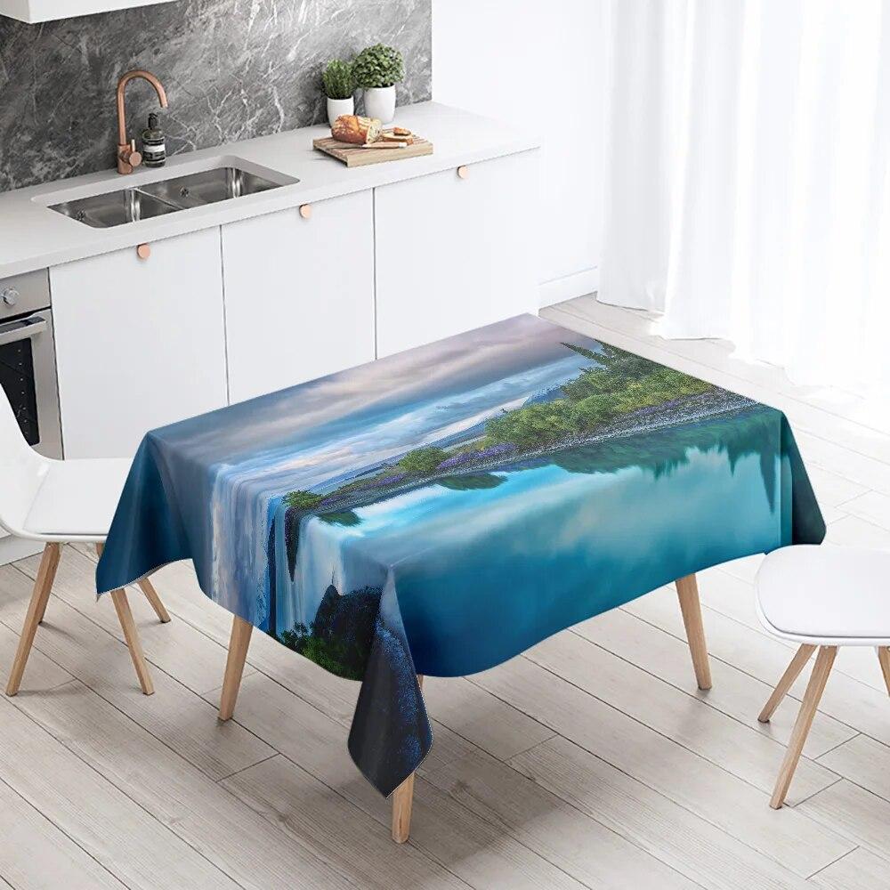 Красивые природные пейзажи с принтом скатерть на открытом воздухе для пикника, кемпинга, устойчивая к пятнам, водонепроницаемая скатерть, украшение для дома