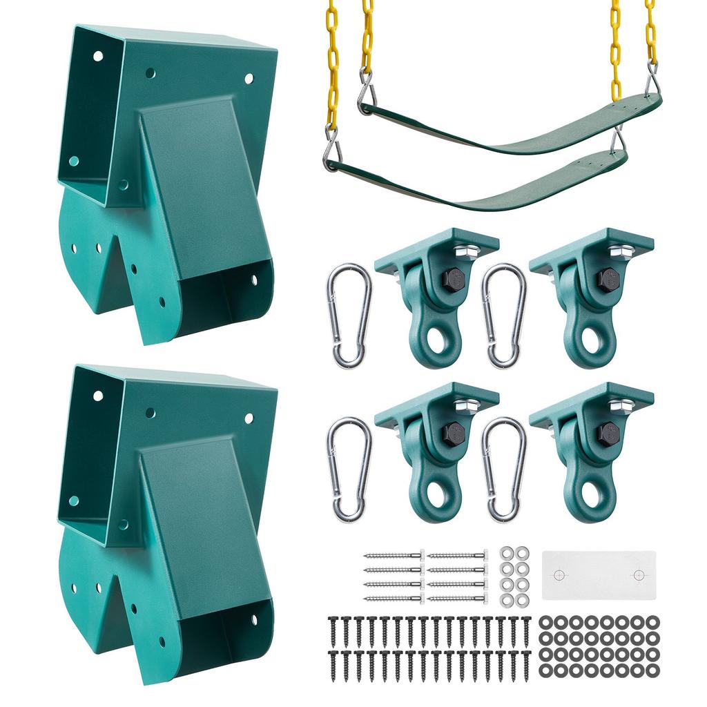 VEVOR Swing Set Brackets, Heavy-Duty A-frame Set Hardware, with 2 A-Frame Swing Brackets & 2 Seats & 4 Hangers