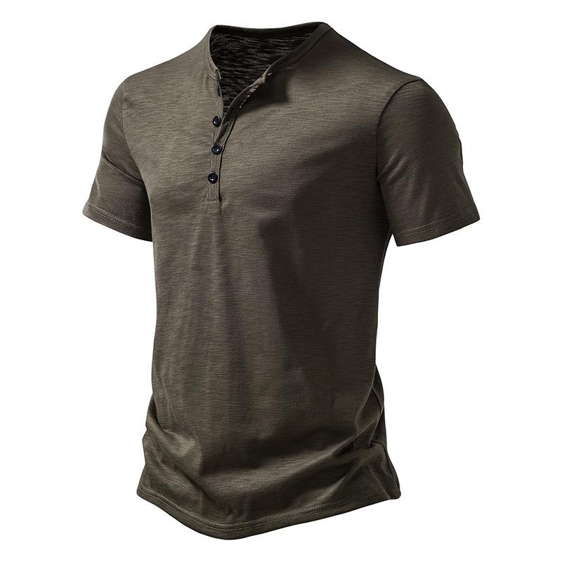 Мужская футболка-henley из бамбука и хлопка, с коротким рукавом, большого размера, модная повседневная одежда, европейский размер