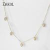 ZAKOL Korean Fashion Leaf Water Drop Choker Necklaces for Women AAA Cubic Zirconia Thin Chain Necklace Jewelry