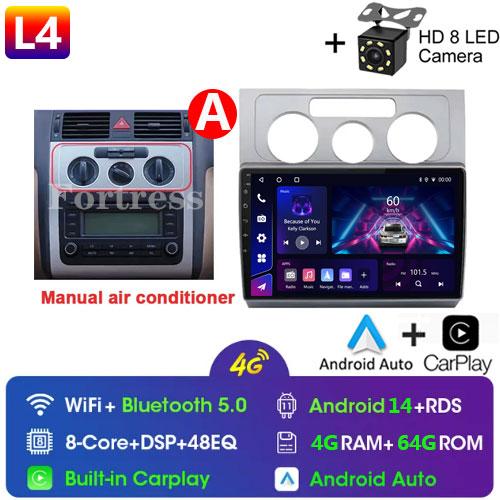 10-дюймовый GPS-навигатор Android Auto для Volkswagen Touran 1 2003 - 2010 Автомобильный радиоприемник Видео Мультимедийный проигрыватель 4G BT Wireless CarPlay