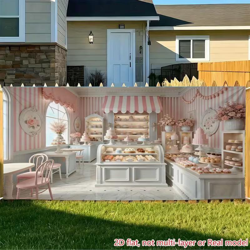 2D Pink Bakery Backdrop Dessert Themed Birthday Photography Background