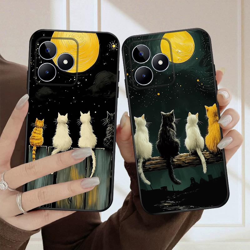 Фоновый Кот Для Oppo Realme 11 12 12X 14 Pro Plus 8 C55 C63 65 67 75 51 53 GT 2 7 Neo 3 5 SE 7 50 силиконовый мягкий чехол для телефона