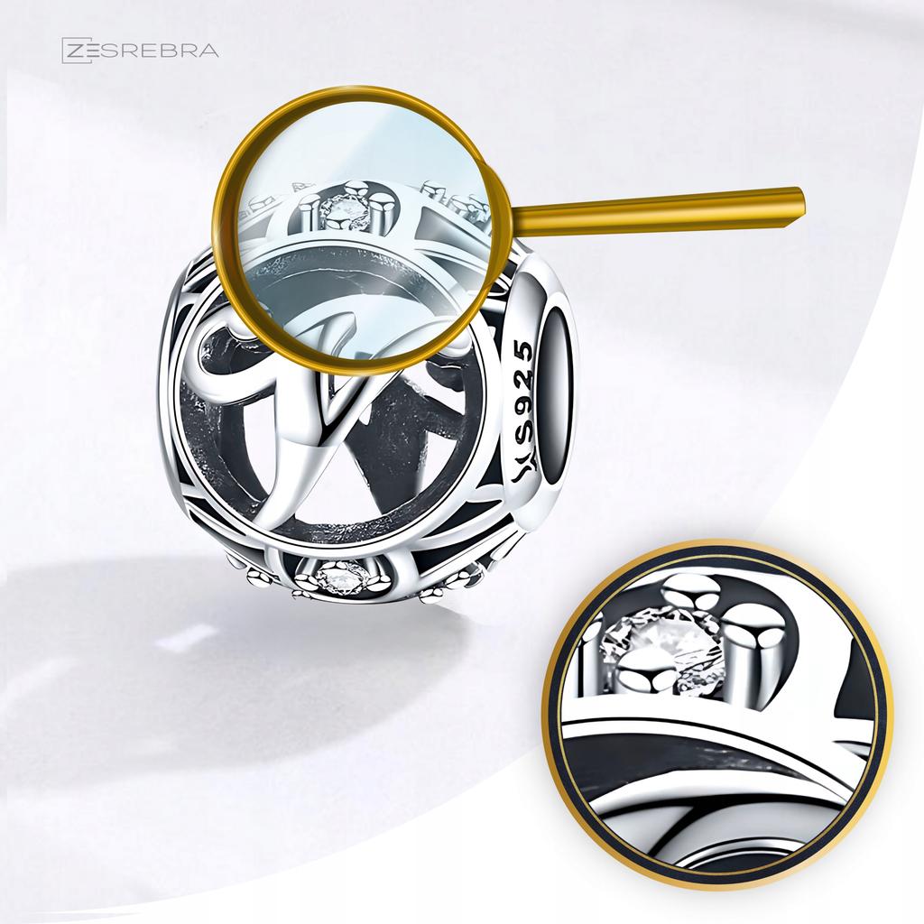 Charms Letter V 925 Bead Pendant S925 Zircons Openwork Letter