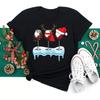 Cute Christmas Graphic T Shirt With Funny Wine Glass Snowman Santa Hat Elements Designs Stylish Casual Short Sleeve Tee