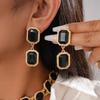 Медь Черный Геометрическое Ожерелье Цепочка на Ключицу Темный Стиль Цепочка на Шею Ретро Черные Серьги Вечеринка
