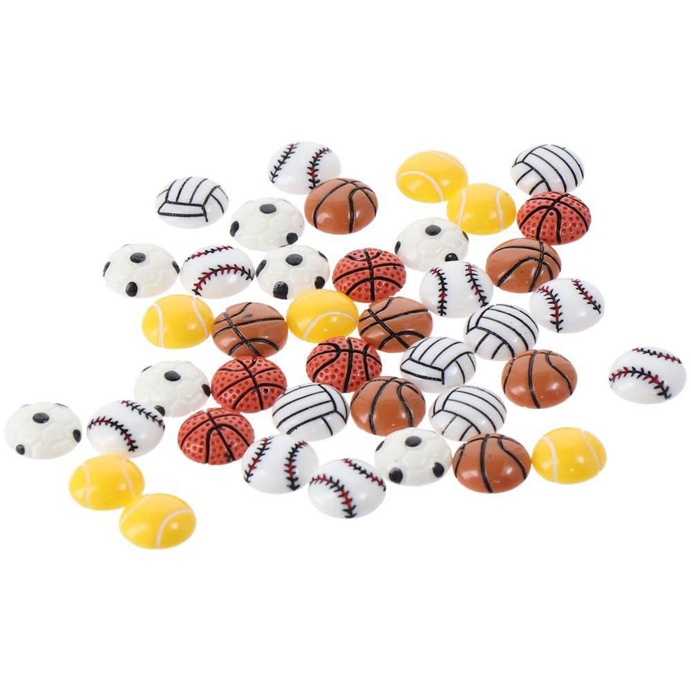 40Pack Football Assorted Sport Ball Slime Charms Volleyball Flat Back Resin Charms  for Scrapbooking