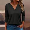 Жен. Футболка Футболка Сплошной цвет Рукав 3/4 Повседневные Выходные Мода Классический V-образный вырез Обычный Топ