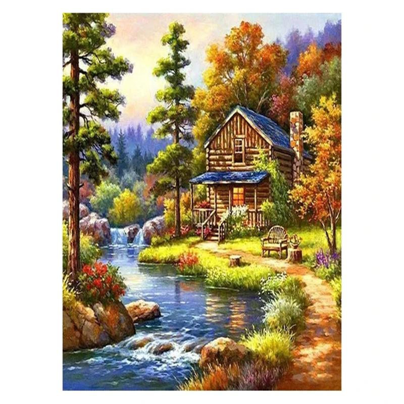 DIY Алмазная картина Красивый пейзаж Набор для вышивки крестом Мозаичное искусство Алмазная картина Полный круг Алмазное украшение для дома