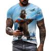 Russian Bear 3D Printed Men's T-shirt Summer Round Neck Russian Flag Short Sleeve T-shirt