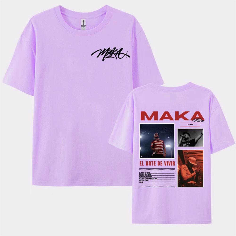 Футболки с двусторонней печатьюRapper Maka Aura Tour 2025 Винтажные Оверсайз для Унисекс Женщин Повседневные Горячая Распродажа 100% Хлопок