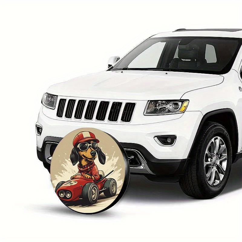 Dog Racing Car Dachshund Spare Tire Cover Durable Polyester SUV Wheel Protector