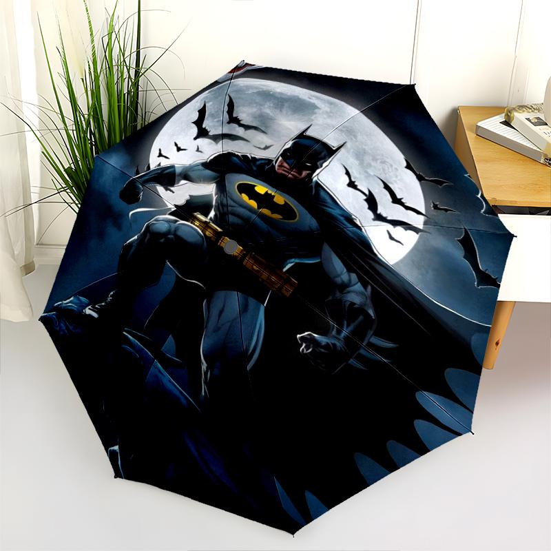 7pc Batman pattern Umbrella Portable Folding Umbrella Iron Frame Hole Bone Structure Outdoor Home Umbrella