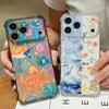 Чехол для телефона с ярким узором из морских звезд для iPhone 17e 17 16 15 14 Pro Max 14 13 Pro 16 Прозрачный противоударный ТПУКарман для карты Чехол