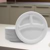Одноразовые обеденные тарелки, Утолщенная посуда пищевого класса, Круглые тарелки для закусок, Тарелки для барбекю, Бумажные тарелки для шведского стола, Бумажные тарелки с тремя отделениями