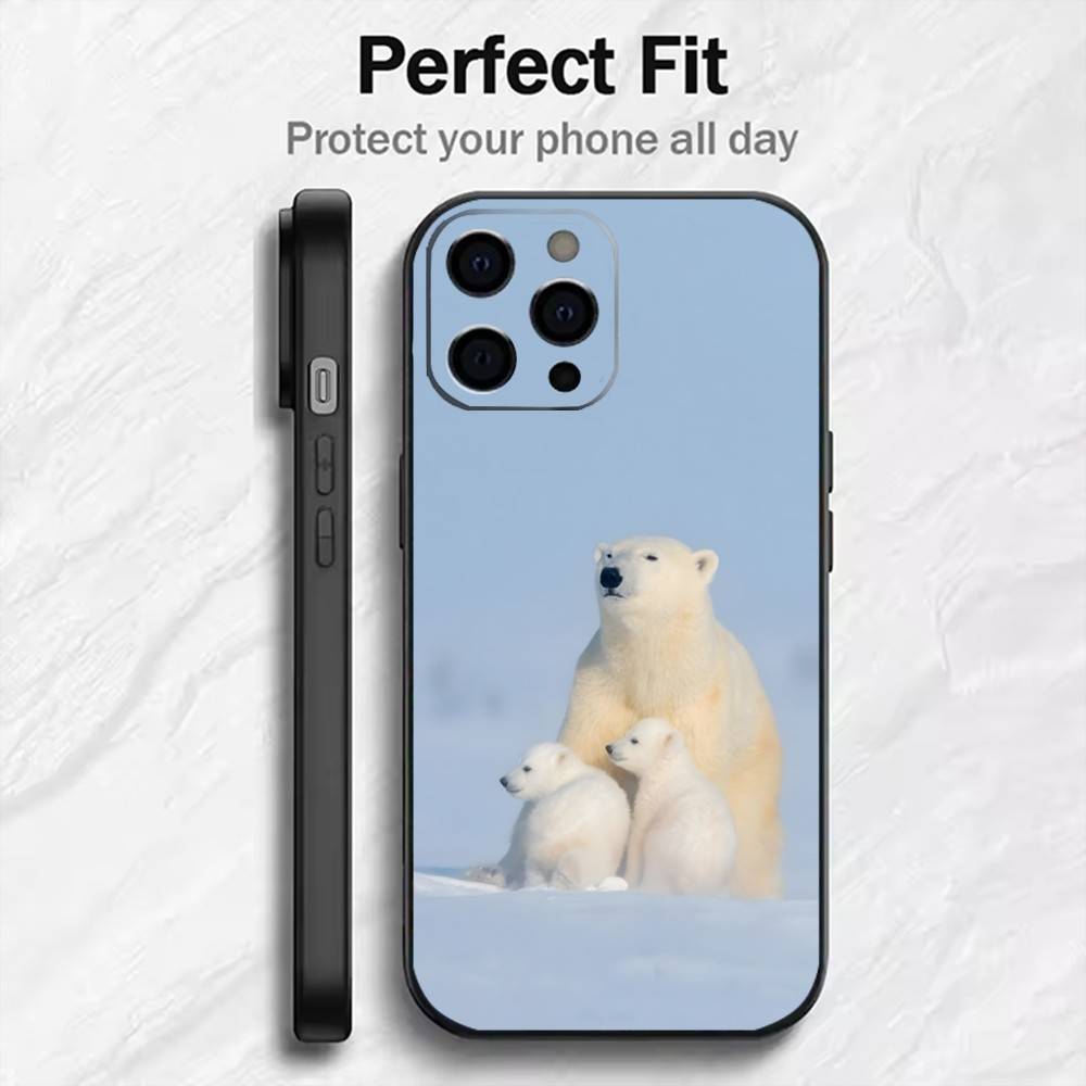 Polar Bear Master of the Arctic Phone Case For iPhone17,16,15,14,13,12 Plus,Max Soft Silicone Black Cover