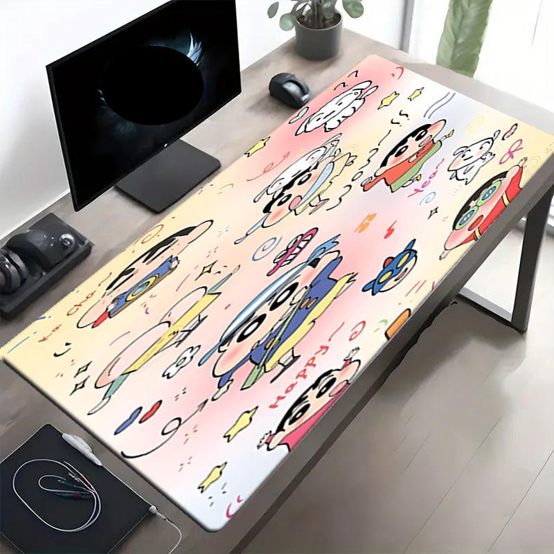 Crayon Shin Print Mouse Pad, Anti‑Slip Desktop keyboard Mat, for PC Laptop Gaming Working Daily Use, Cool Festival Surprise Gift