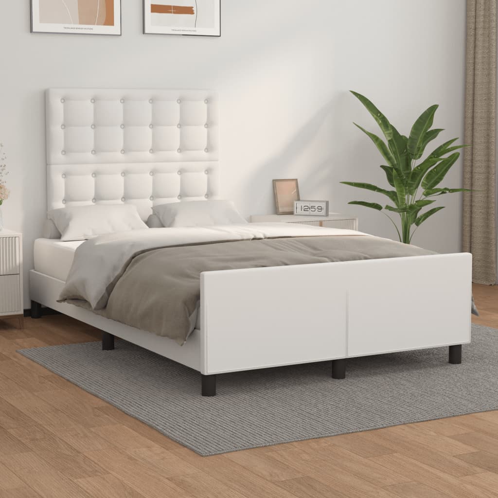 Bed Frame with Headboard White 120 x 200 cm Faux Leather