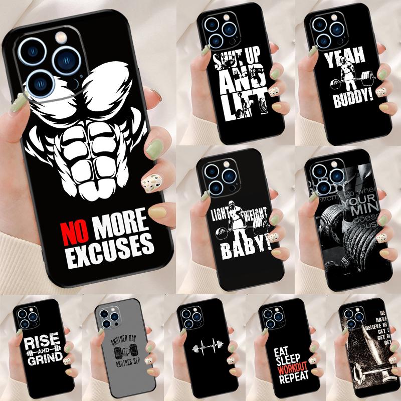 Bodybuilding Gym Fitness Case For iPhone 16 15 Pro Max 11 12 13 Mini 14 15 Pro Max 15 Plus XR 16e Phone Back Cover