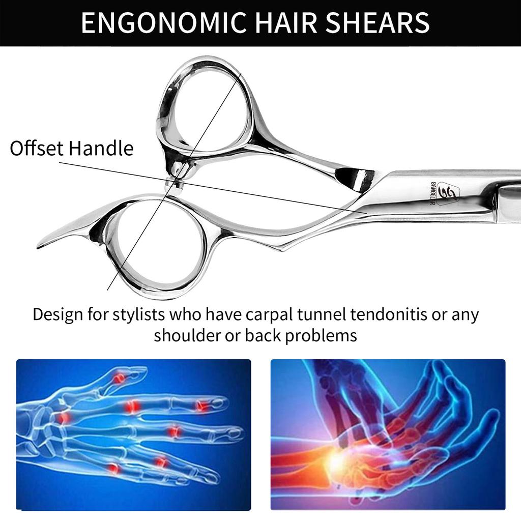 Ножницы для стрижки и парикмахерские ножницы Sangelar длиной 6 дюймов, ножницы из нержавеющей стали премиум-класса с гладкими и острыми лезвиями для салонов (Бесплатная сумка)