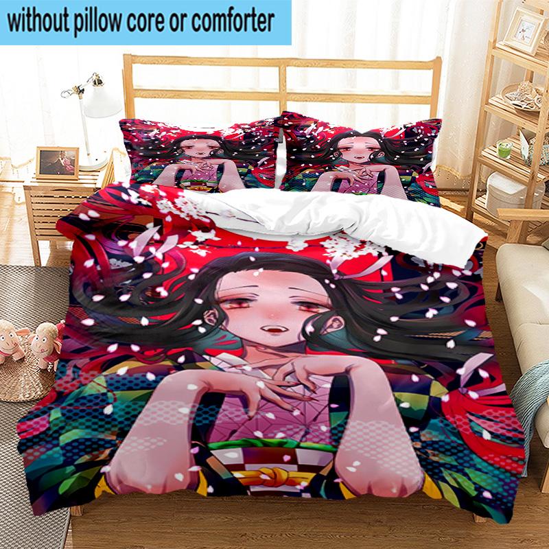 3PCS Vibrant Anime Characters 3pcs Bedding,Including 3PCS Duvet Cover And 2pcs Pillowcases Perfect for Christmas,Ideal for Bedroom, Dormitory