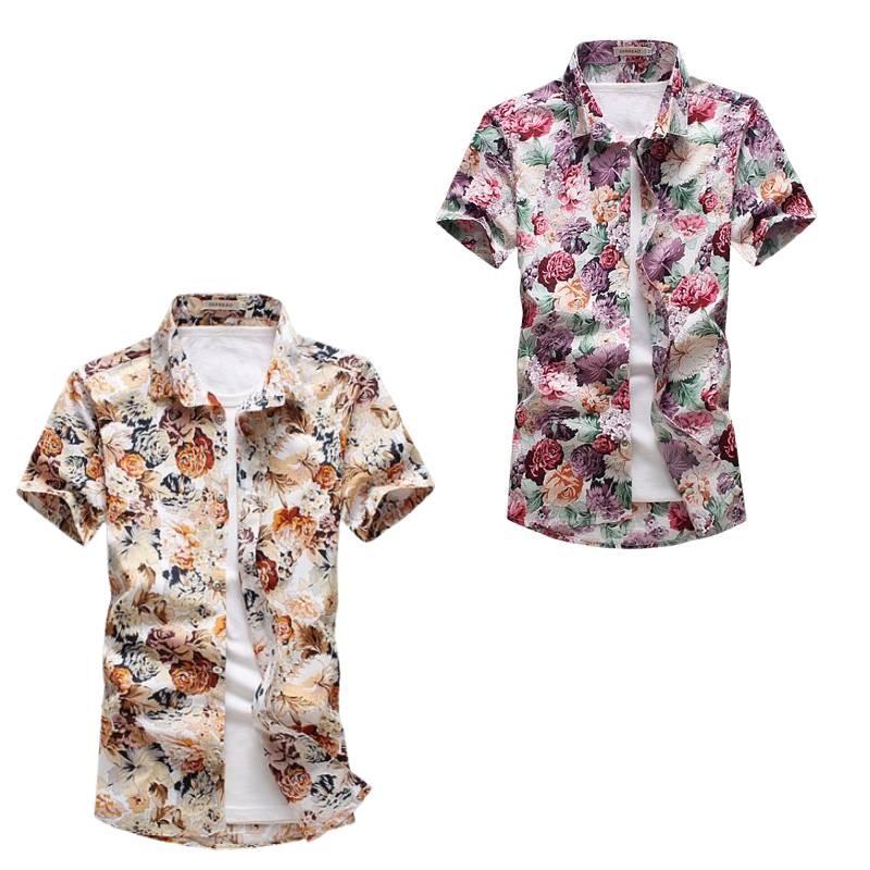 Stylish Summer Casual Floral Short Sleeve Shirt For Men In Plus Sizes With Comfortable Fit
