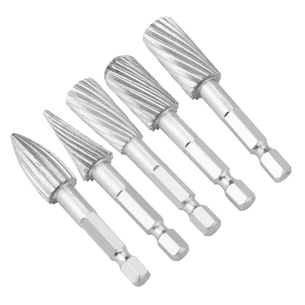 5PCS Silver Rotary Burr Files Compact Rotary File Tools Durable Carbide Burr Set