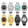 Mens Square Quartz Watches Steel Bracelet Wrist Watch with Calendar Luminous Dial Waterproof Business Dress Watch for Men
