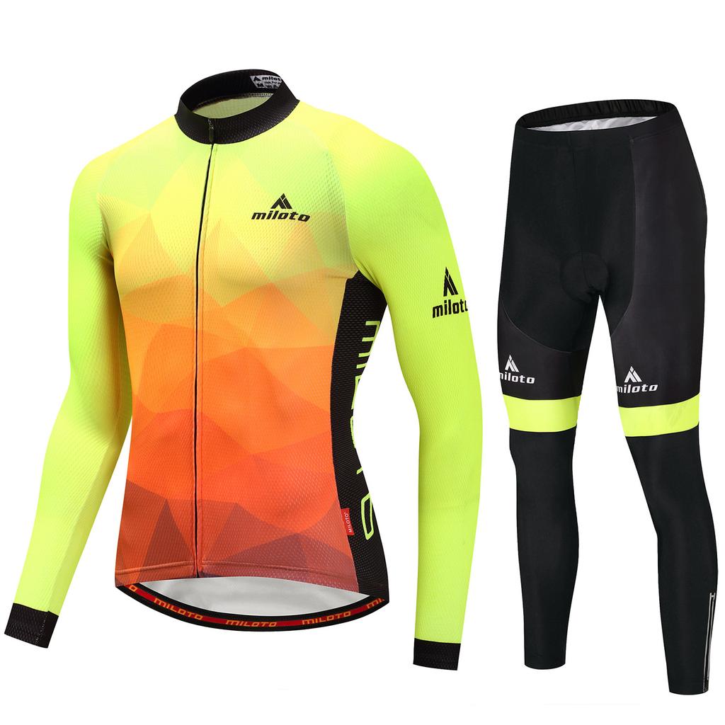 Cycling Suit Long Suit, Men's Cycling Suit/Fluorescent 2026 Autumn Long Sleeve Breathable Cycling Suit Outdoor Cycling