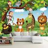 Custom 3D Photo Wallpaper For Kids Room Cartoon Animal Tiger Lion Poster Children Room Bedroom Wall Decoration Mural Wallpaper