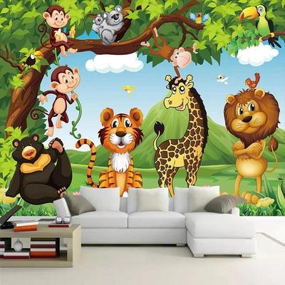 Индивидуальные 3D фотообои для детской комнаты, мультяшное животное, тигр, лев, постер, детская комната, спальня, настенное украшение, фреска, обои