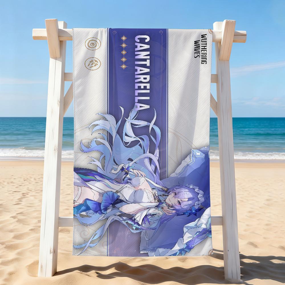 Игра Wuthering Waves Полотенце Cantarella Для сушки Полотенце для ванны Подходит для легкого плавания Кемпинга Йоги Пляжа На открытом воздухе