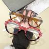 Fashion Plaid Frame Anti-Blue Flat Mirror, Street Shot High-End Plain Glasses Frame