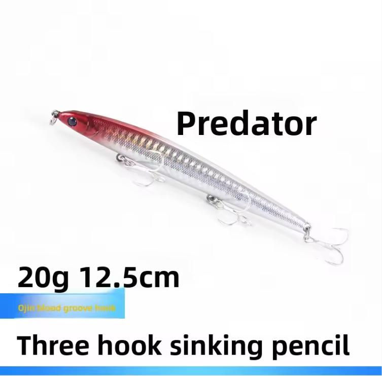 Aotuo Hot Selling 12.5cm 20g Sinking Pencil Lure ABS Treble Hook Artificial Bait for Bass Mandarin Fishing