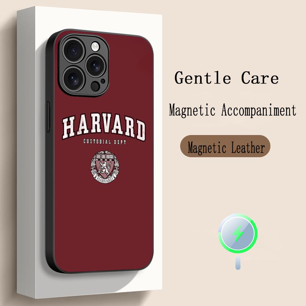 H-har-vardes логотип модный узор ин Чехол для телефона Для iPhone 17 16 15 14 13 12 Plus Pro Max Высококлассный Люксовый Magsafe Овчина