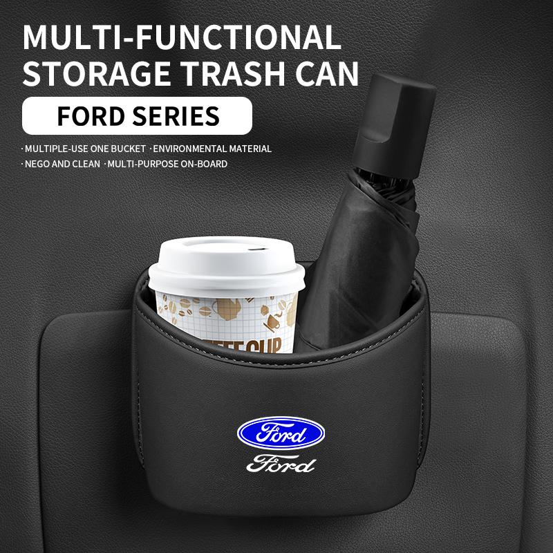 BBBK3 For Ford Mondeo Focus Explorer Escape Kuga Everest Bronco F-150 Ranger Transit Car Leather Storage Box Garbage Container