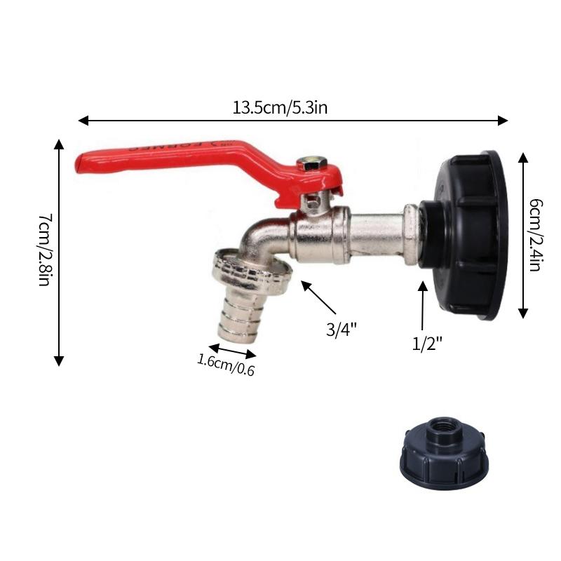 S60 Крупная резьба Соединитель для крана IBC-бака 1/2" 3/4'' Адаптер для водопроводной муфты Фитинг для водяного бака Сменный клапан для садового крана