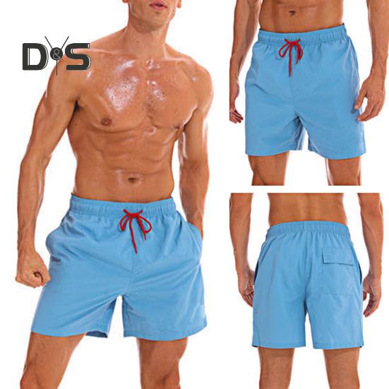 Мужские пляжные шорты с завязками на талии, регулируемые по фигуре, повседневные шорты с карманами, однотонные универсальные шорты для повседневной носки