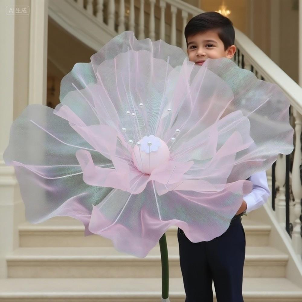 Simulation 3D Gauze Artificial Flower 50cm Big Giant Mesh Flower Hollow Silk Flower Window Display