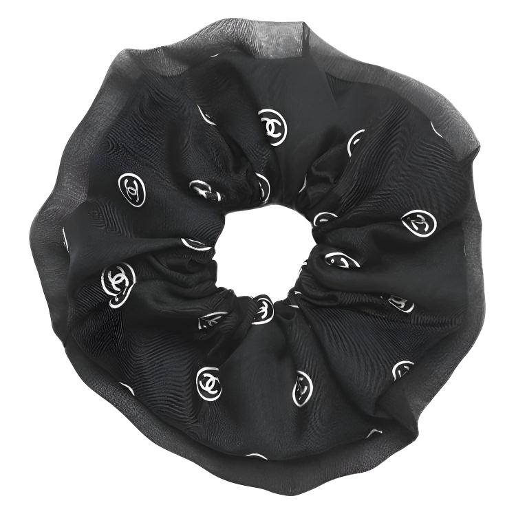 Chanel Logo Hair Tie Women Hair Accessories Black White AAB536-B22431-U4550